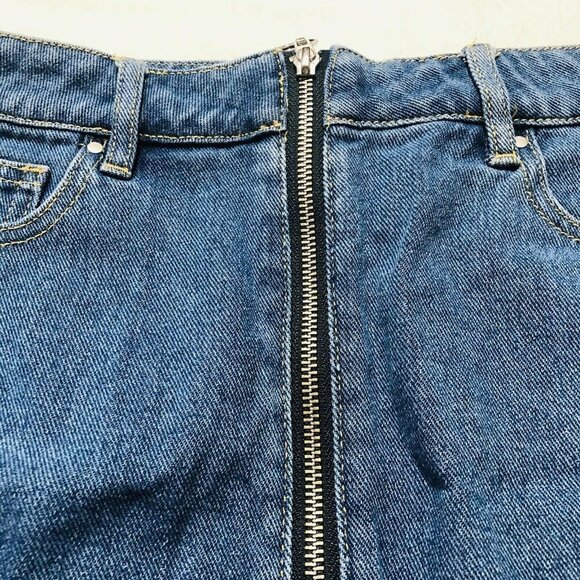 Pacsun Blue Jean Denim Mini Skirt zip raw cutoff - Picture 4 of 12